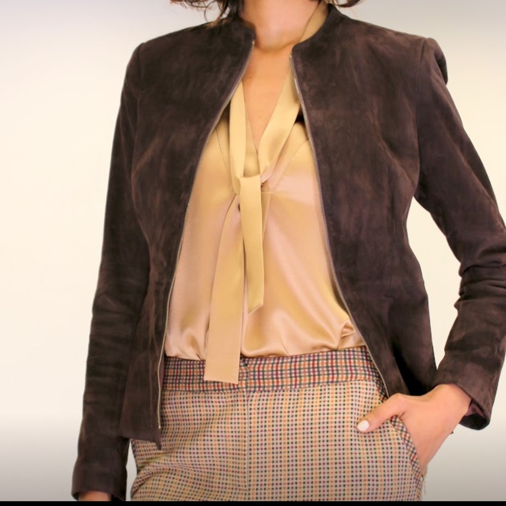 Carlisle Mahogany Stretch Chocolate Brown Suede Jacket